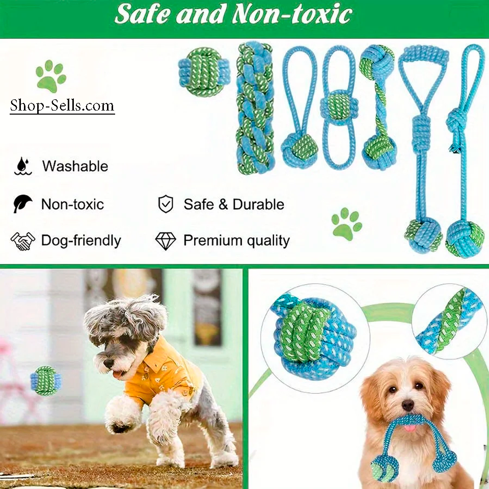 Interactive Rope Chew Toy Set – 7 Durable Rope Toys for Dogs & Puppies