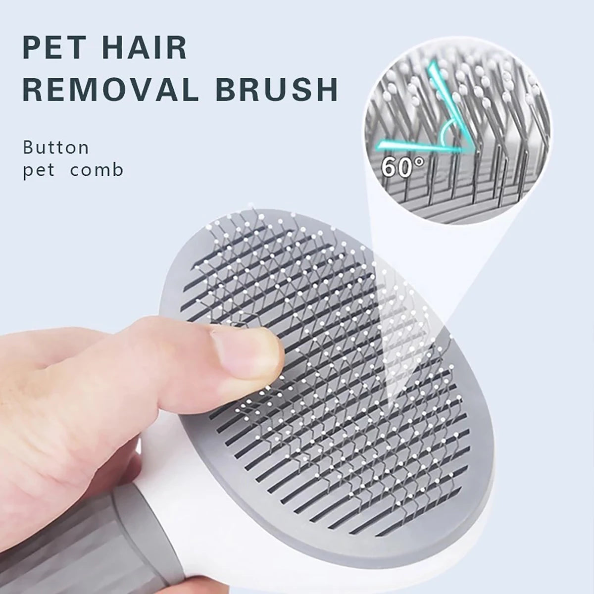 Pet Grooming Brush with Self-Cleaning Button