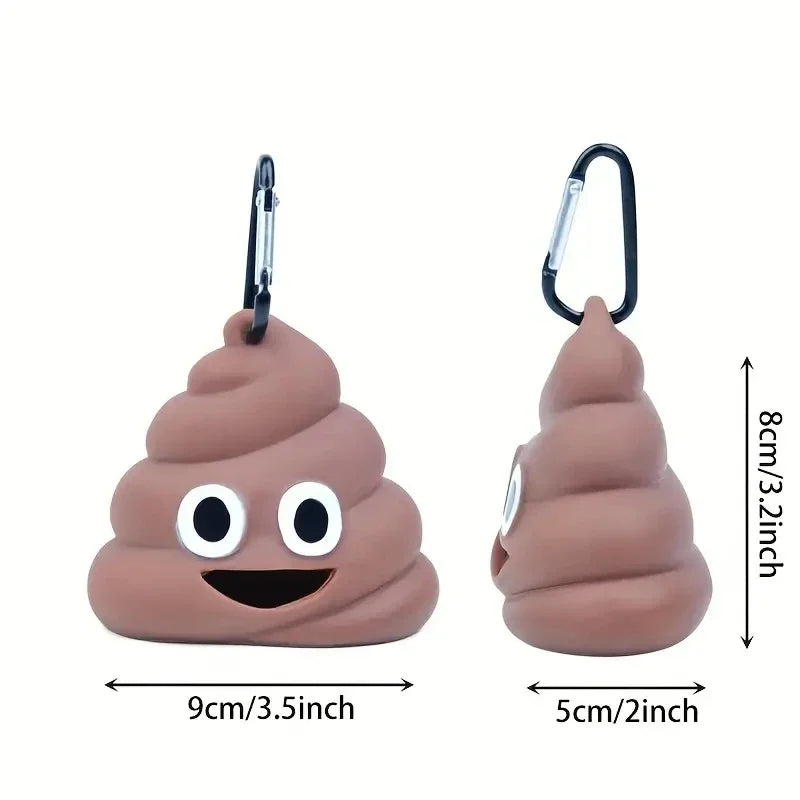 Dog Poop Bag Holder β Funny Emoji Dispenser with Carabiner