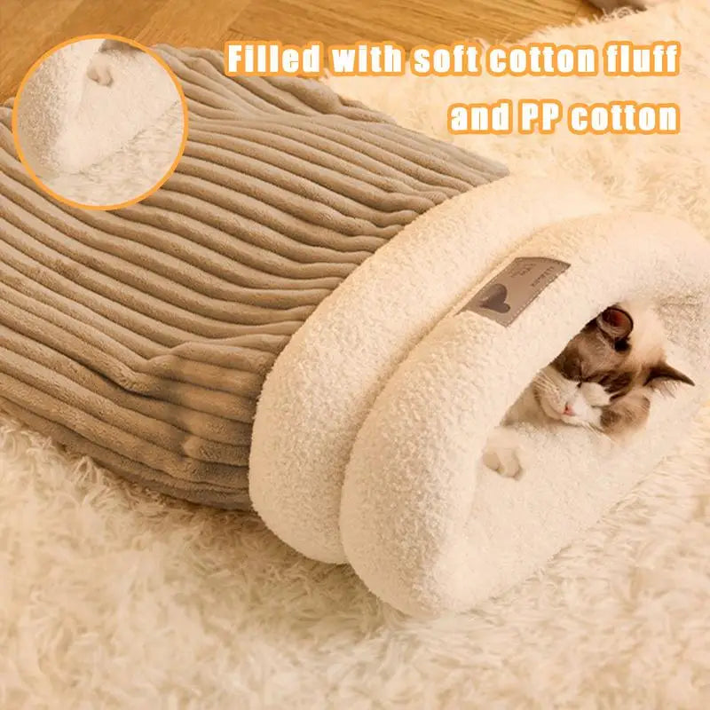 Cozy Semi-Enclosed Cat Sleeping Bag – Soft, Warm & Portable