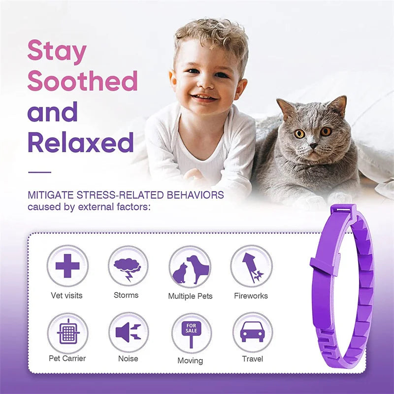 Natural Calming Collar for Dogs & Cats – Anxiety Relief for 30 Days