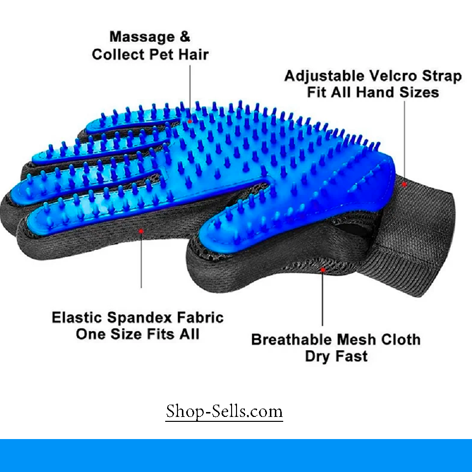 Grooming Gloves for Cats and Dogs – Deshedding and Massage Brush, Hair Removal, Bathing and Care