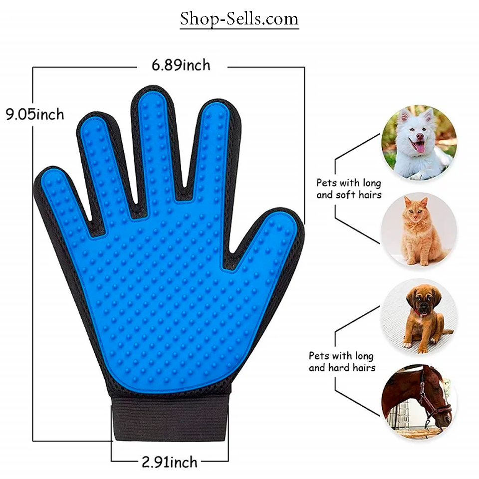 Grooming Gloves for Cats and Dogs – Deshedding and Massage Brush, Hair Removal, Bathing and Care