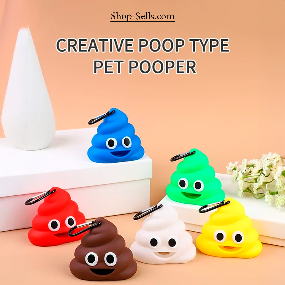 Dog Poop Bag Holder β Funny Emoji Dispenser with Carabiner