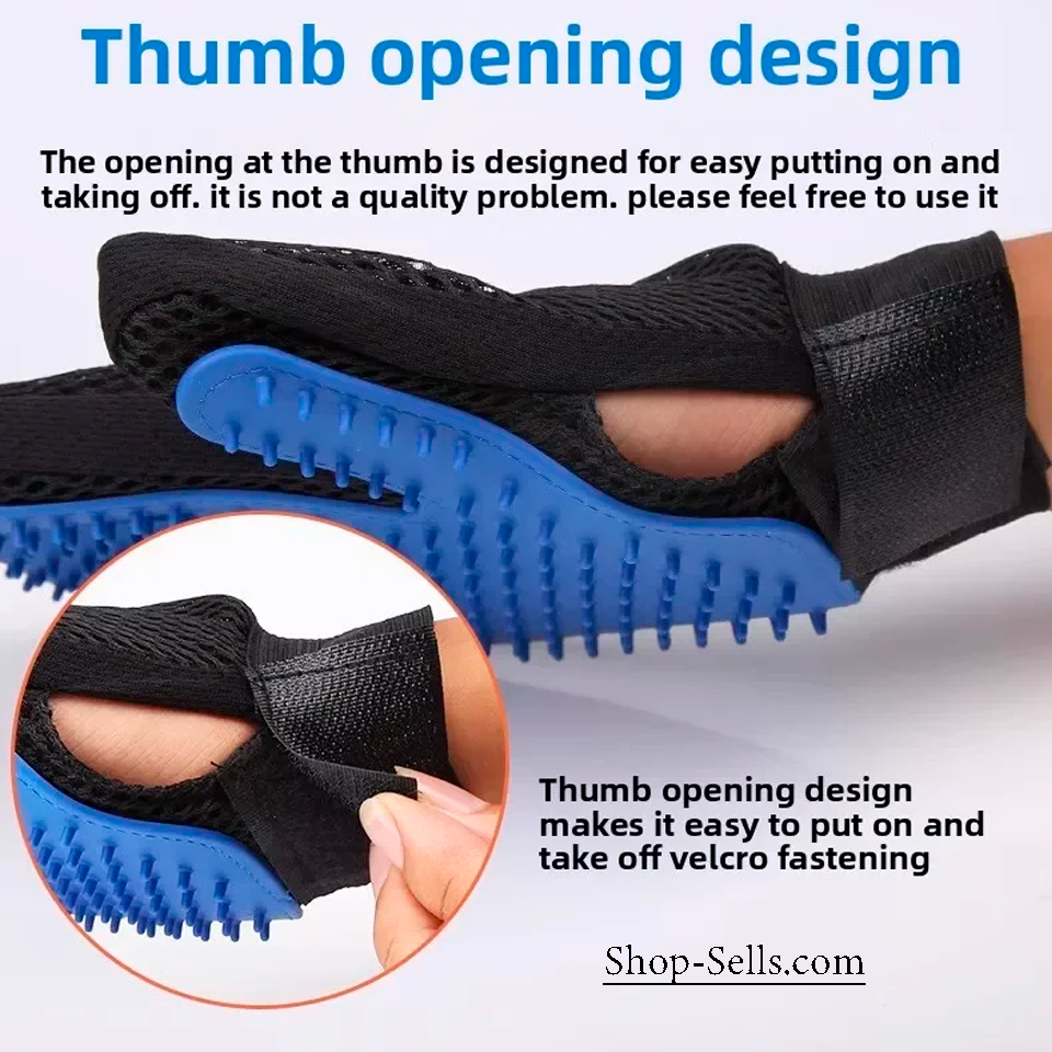 Grooming Gloves for Cats and Dogs – Deshedding and Massage Brush, Hair Removal, Bathing and Care