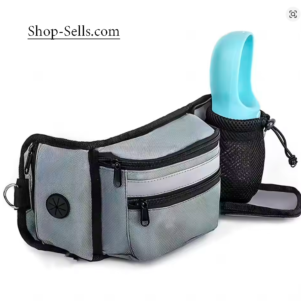 Dog Treat Training Waist Bag with Water Bottle Holder – Hands-Free Pouch for Walks & Travel