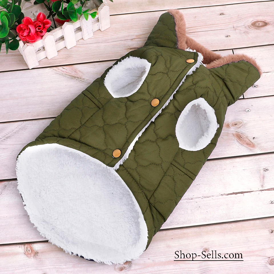 Warm Cotton Pet Jacket for Cats & Dogs – Autumn/Winter Two-Legged Pet Clothes with Furry Collar – Soft & Stylish Dog Coat