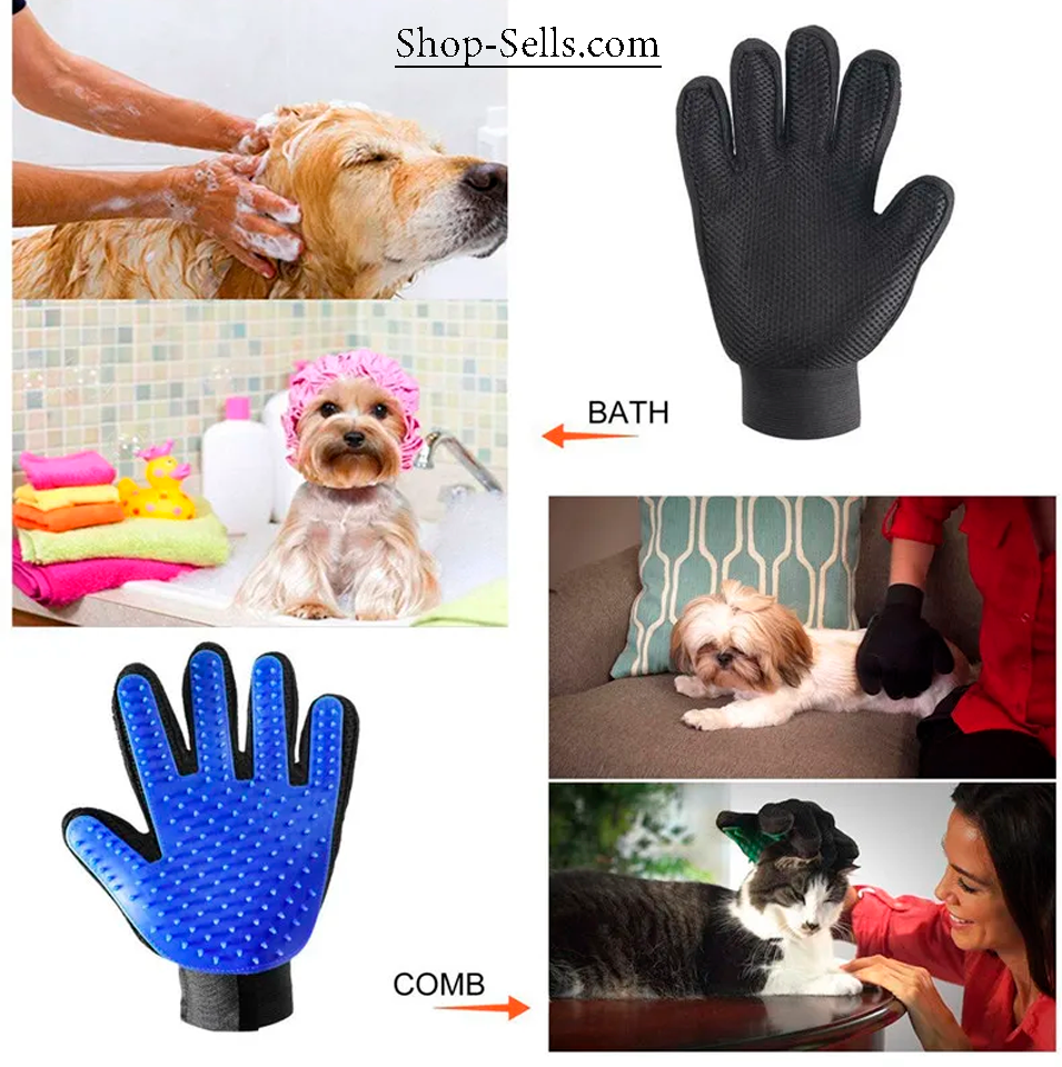 Grooming Gloves for Cats and Dogs – Deshedding and Massage Brush, Hair Removal, Bathing and Care