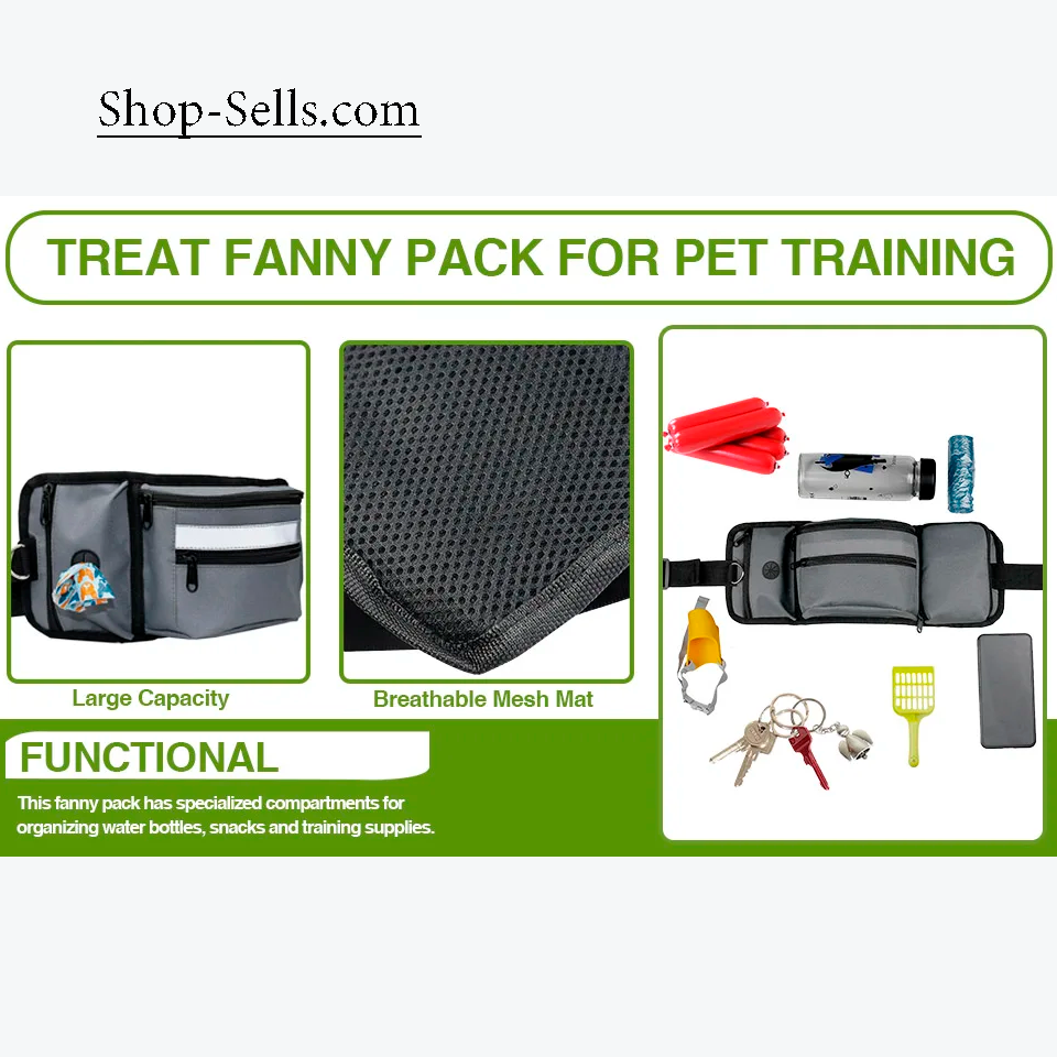 Dog Treat Training Waist Bag with Water Bottle Holder – Hands-Free Pouch for Walks & Travel