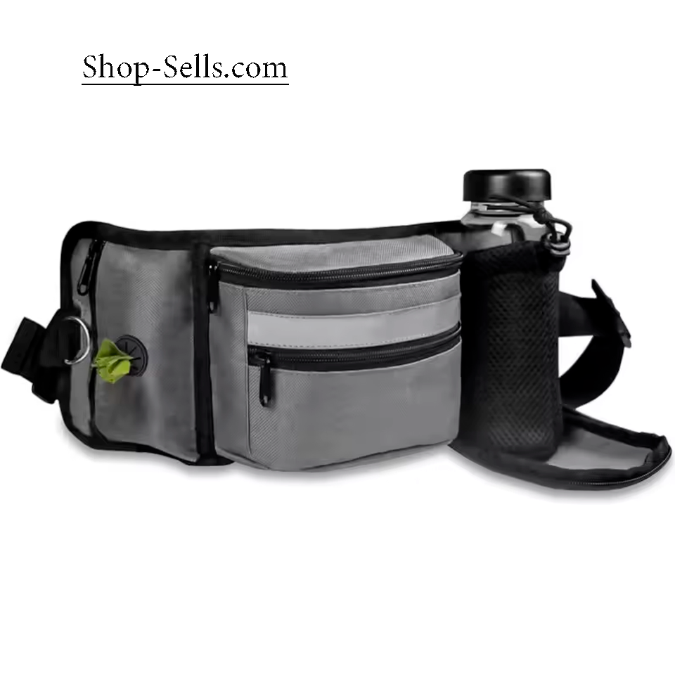 Dog Treat Training Waist Bag with Water Bottle Holder – Hands-Free Pouch for Walks & Travel
