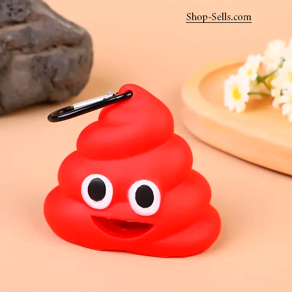 Dog Poop Bag Holder β Funny Emoji Dispenser with Carabiner