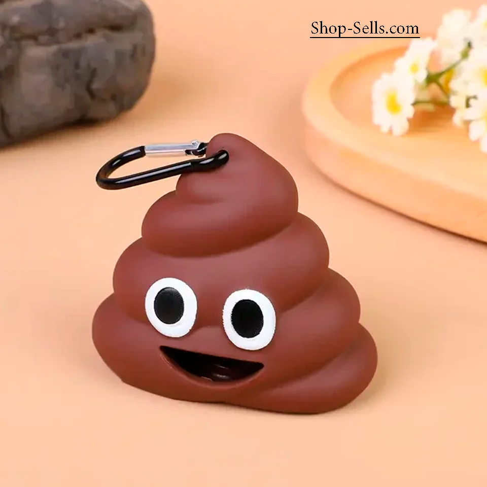 Dog Poop Bag Holder β Funny Emoji Dispenser with Carabiner