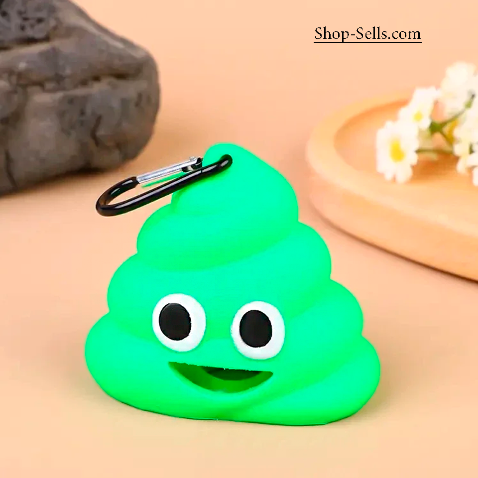 Dog Poop Bag Holder β Funny Emoji Dispenser with Carabiner