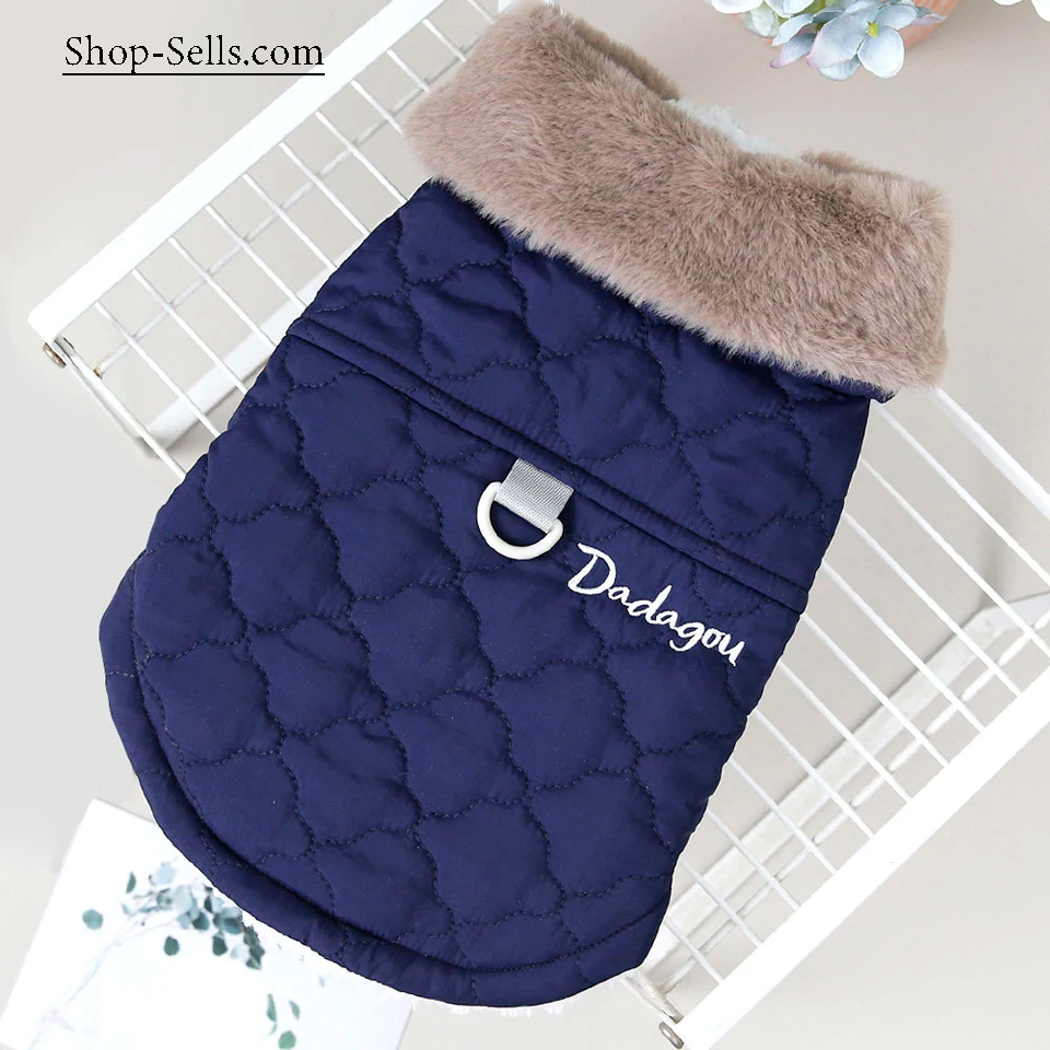 Warm Cotton Pet Jacket for Cats & Dogs – Autumn/Winter Two-Legged Pet Clothes with Furry Collar – Soft & Stylish Dog Coat