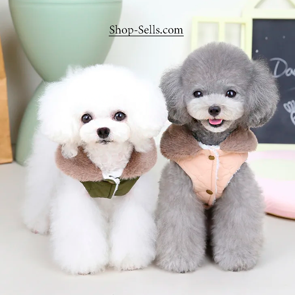 Warm Cotton Pet Jacket for Cats & Dogs – Autumn/Winter Two-Legged Pet Clothes with Furry Collar – Soft & Stylish Dog Coat