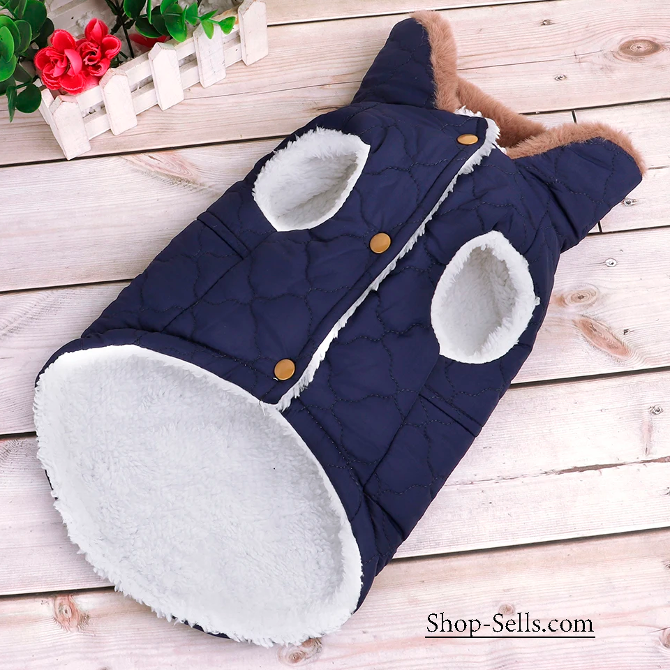 Warm Cotton Pet Jacket for Cats & Dogs – Autumn/Winter Two-Legged Pet Clothes with Furry Collar – Soft & Stylish Dog Coat