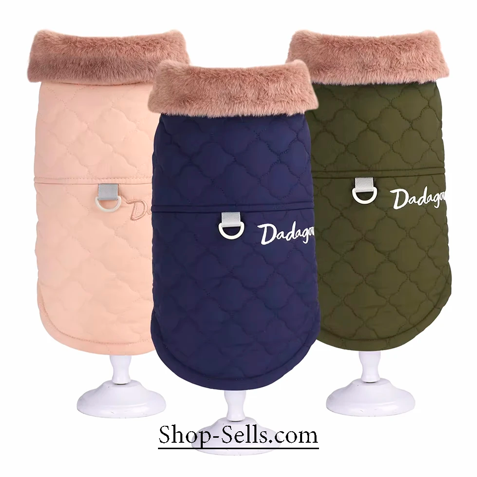 Warm Cotton Pet Jacket for Cats & Dogs – Autumn/Winter Two-Legged Pet Clothes with Furry Collar – Soft & Stylish Dog Coat