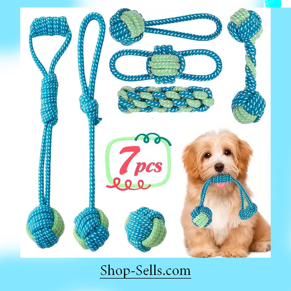 Interactive Rope Chew Toy Set – 7 Durable Rope Toys for Dogs & Puppies