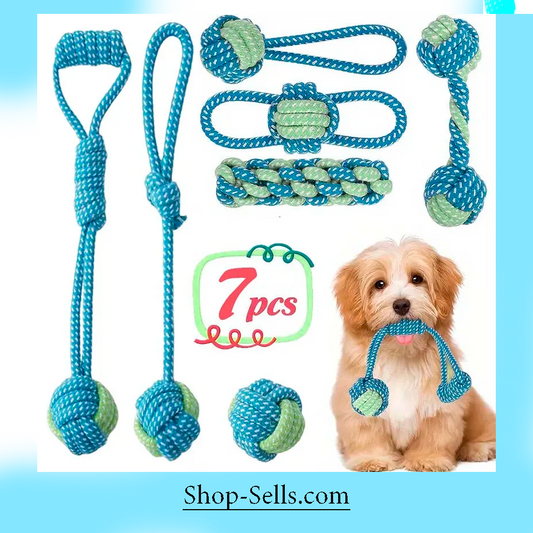 Interactive Rope Chew Toy Set – 7 Durable Rope Toys for Dogs & Puppies