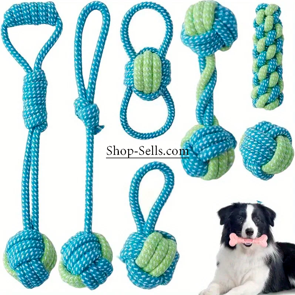 Interactive Rope Chew Toy Set – 7 Durable Rope Toys for Dogs & Puppies