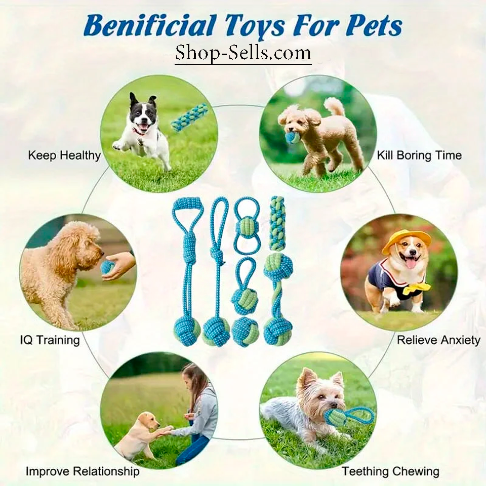 Interactive Rope Chew Toy Set – 7 Durable Rope Toys for Dogs & Puppies