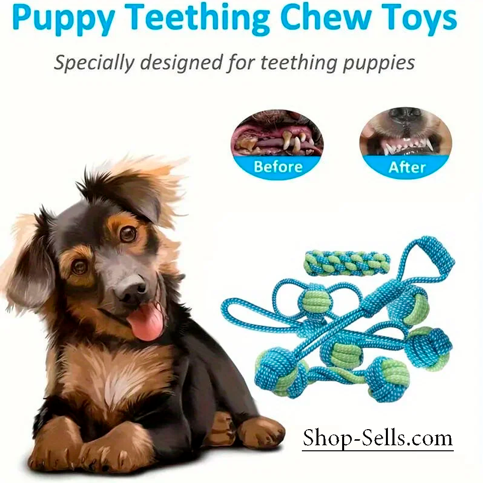 Interactive Rope Chew Toy Set – 7 Durable Rope Toys for Dogs & Puppies