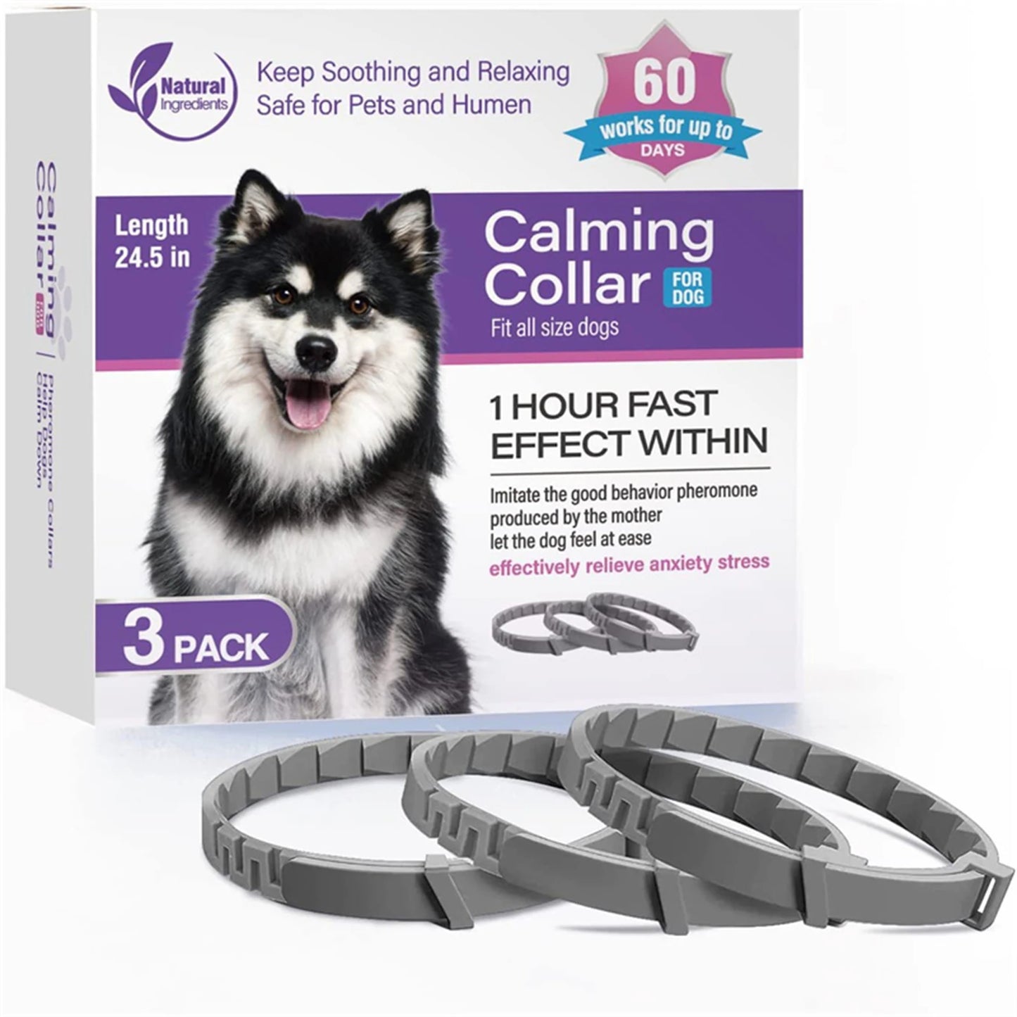 Natural Calming Collar for Dogs & Cats – Anxiety Relief for 30 Days