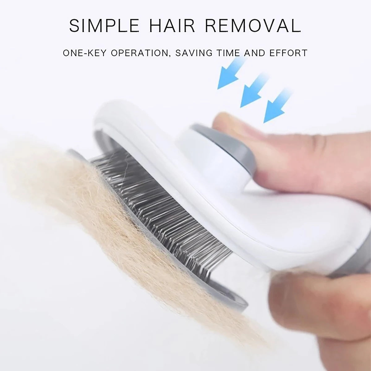 Pet Grooming Brush with Self-Cleaning Button