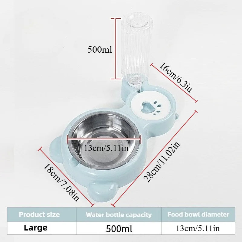 Pet Food & Water Bowl 2-in-1 — Dog & Cat Feeding Station with Automatic Water Dispenser