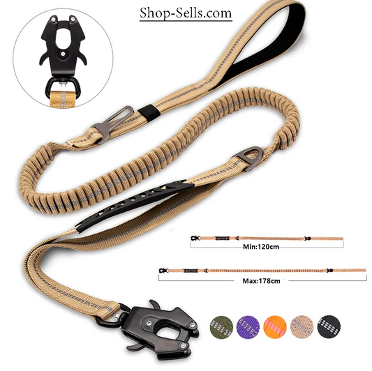 Durable Tactical Bungee Dog Leash with Quick-Release Carabiner