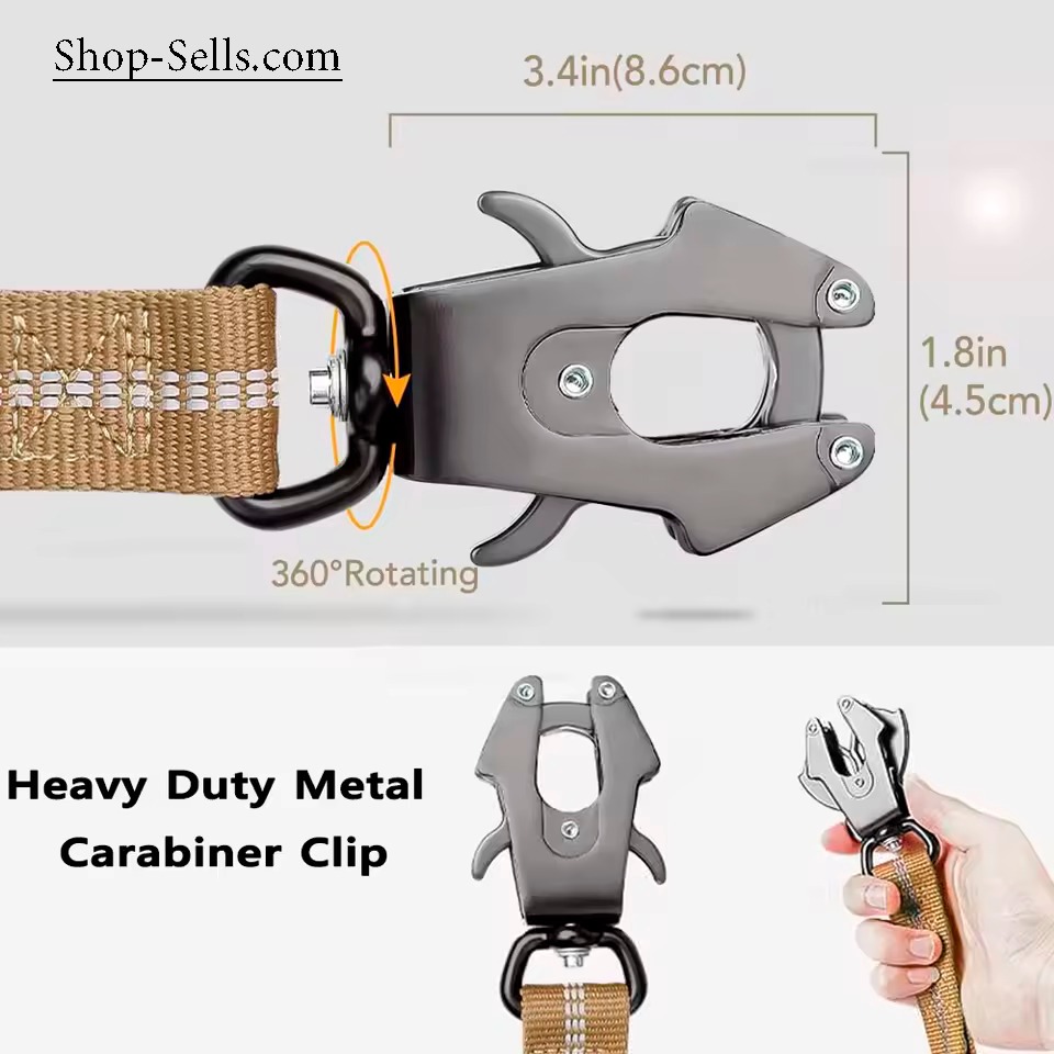 Durable Tactical Bungee Dog Leash with Quick-Release Carabiner