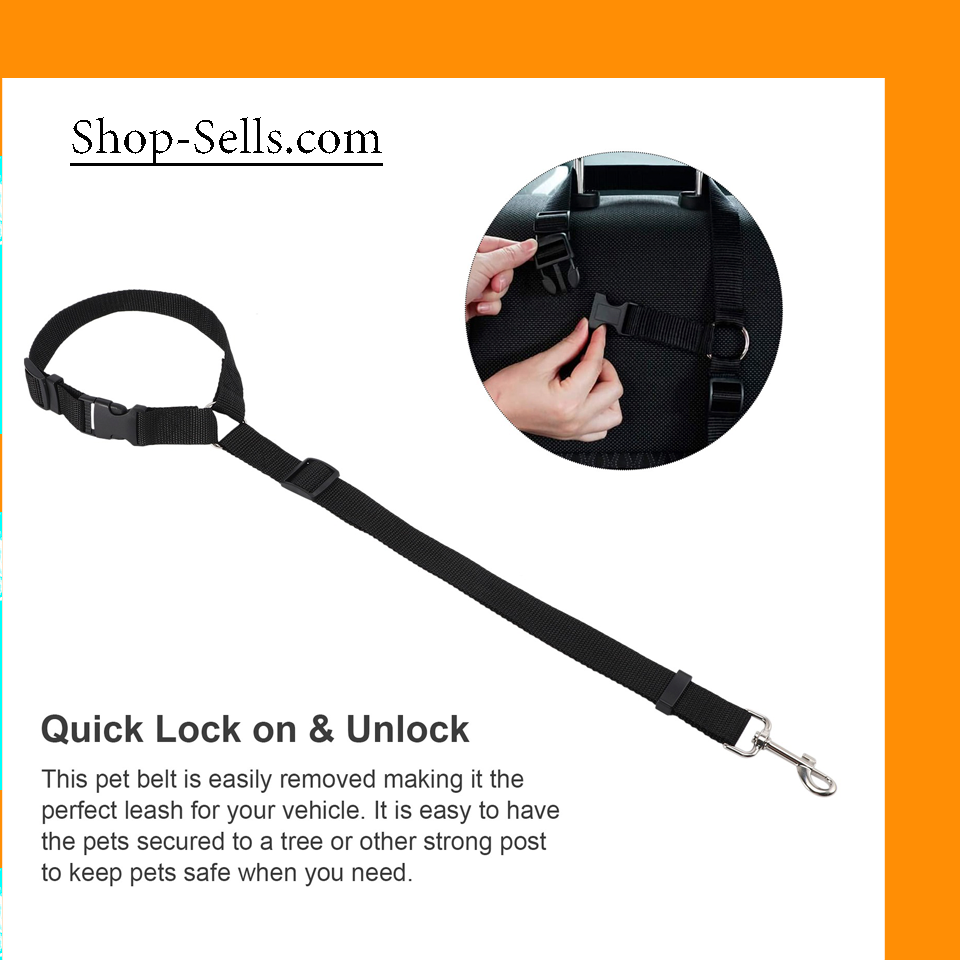 Adjustable Dog Car Seat Belt with Headrest Attachment | Safety Leash for Small Dogs