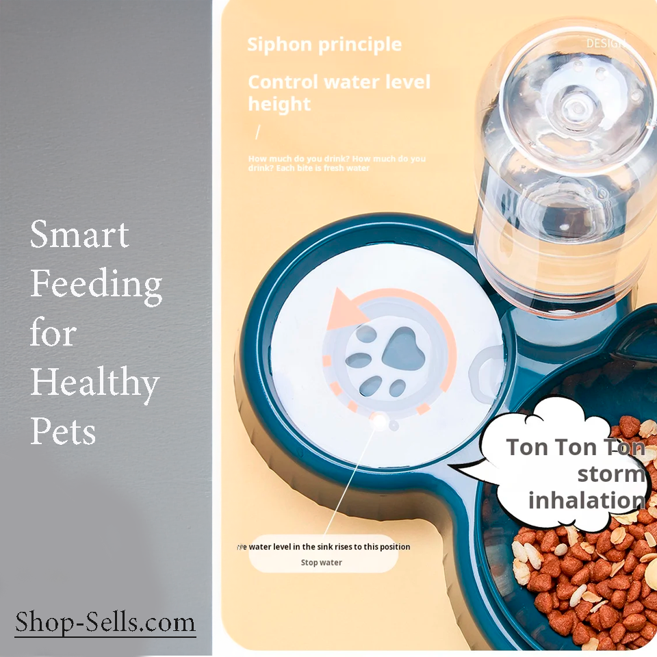 3-in-1 Cat Food and Water Bowl Set with Tilted Design | BPA-Free, Auto Water Dispenser