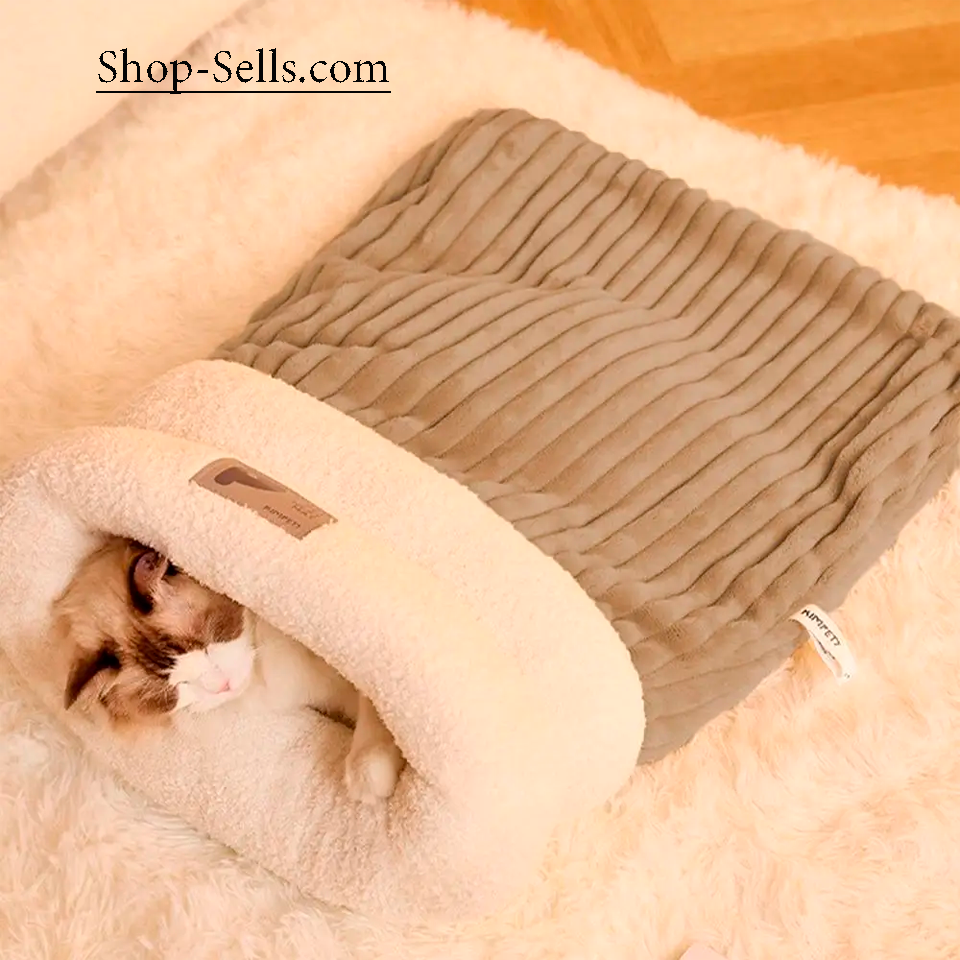 Cozy Semi-Enclosed Cat Sleeping Bag – Soft, Warm & Portable