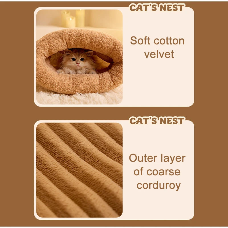 Cozy Semi-Enclosed Cat Sleeping Bag – Soft, Warm & Portable
