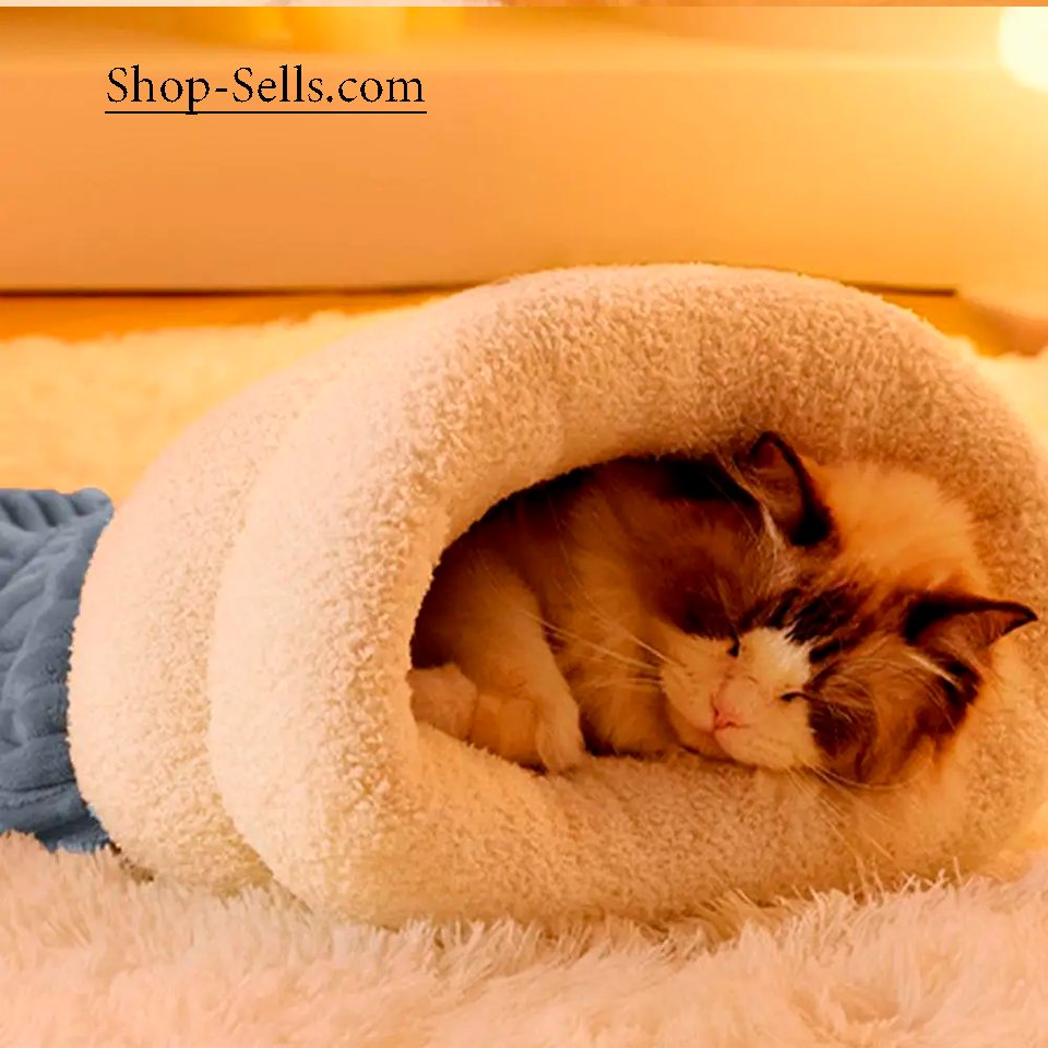 Cozy Semi-Enclosed Cat Sleeping Bag – Soft, Warm & Portable