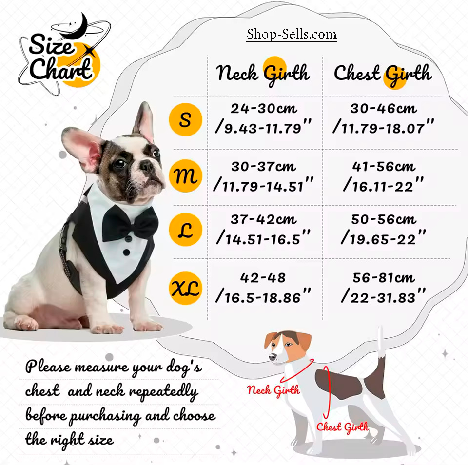 Dog Tuxedo Vest with Bowtie – Formal Harness for Weddings & Parties