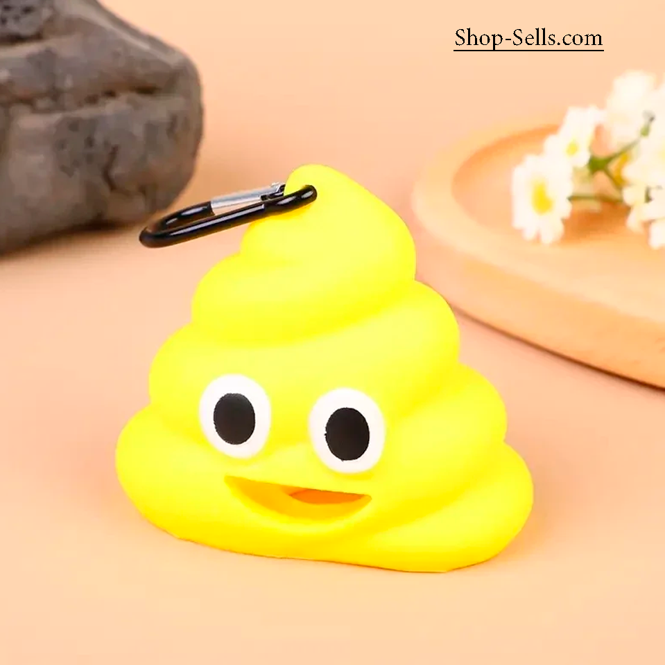 Dog Poop Bag Holder — Funny Emoji Dispenser with Carabiner