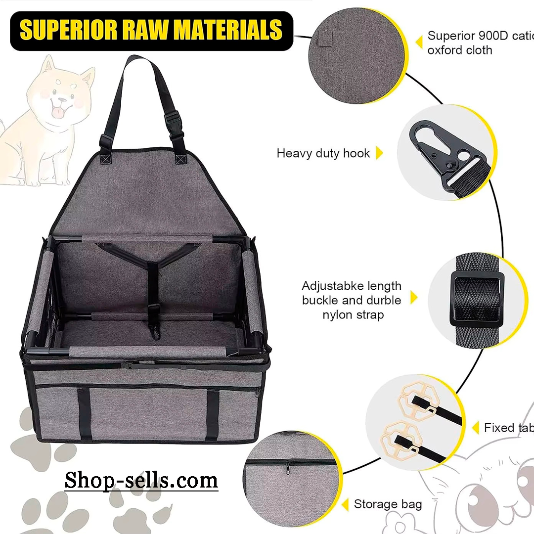 Waterproof Pet Car Seat Basket — 900D Oxford + PVC, Booster Carrier for Small & Medium Dogs/Cats