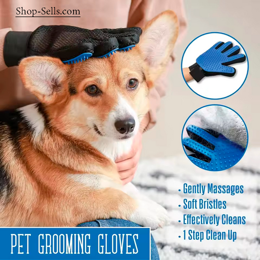 Grooming Gloves for Cats and Dogs – Deshedding and Massage Brush, Hair Removal, Bathing and Care