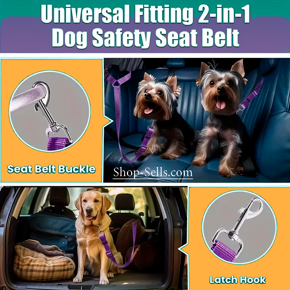 Adjustable Dog Car Seat Belt with Headrest Attachment | Safety Leash for Small Dogs