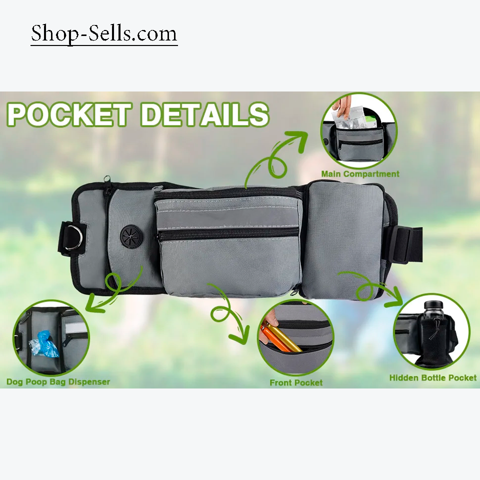 Dog Treat Training Waist Bag with Water Bottle Holder – Hands-Free Pouch for Walks & Travel