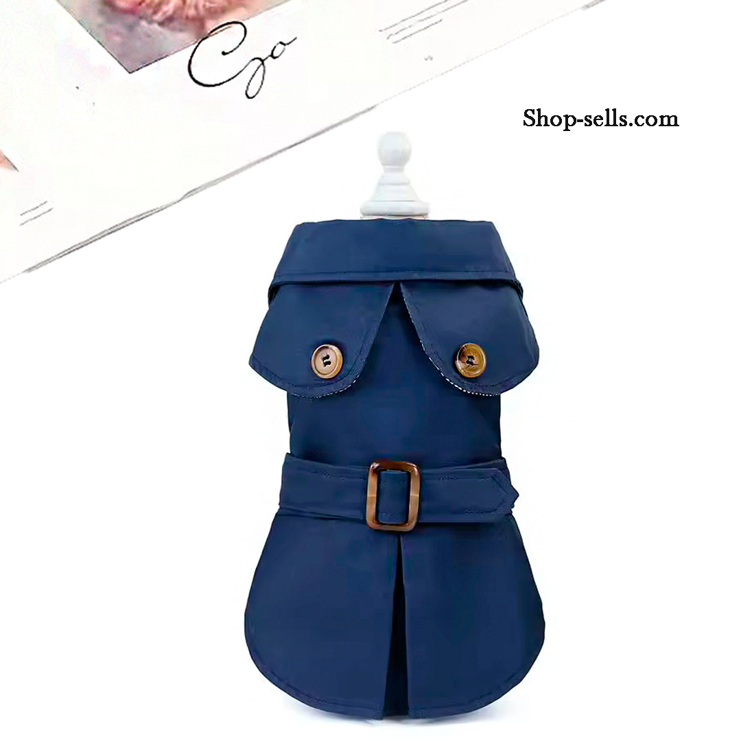 British-Style Dog Trench Coat —  Short Sleeve, Winter Dog Clothes for Small Dogs, Sizes S–XXL