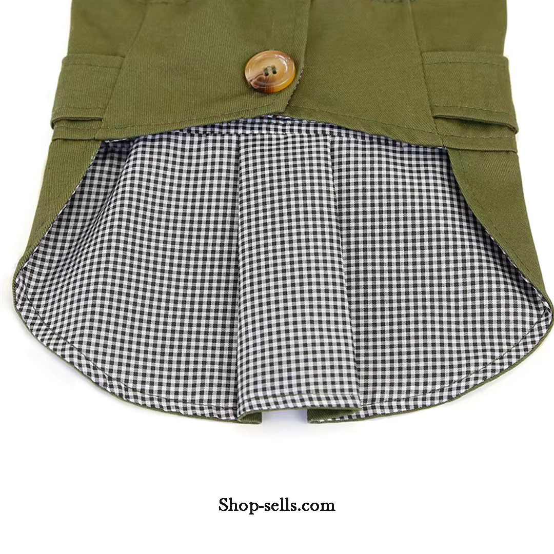 British-Style Dog Trench Coat —  Short Sleeve, Winter Dog Clothes for Small Dogs, Sizes S–XXL