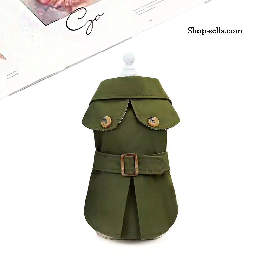 British-Style Dog Trench Coat —  Short Sleeve, Winter Dog Clothes for Small Dogs, Sizes S–XXL