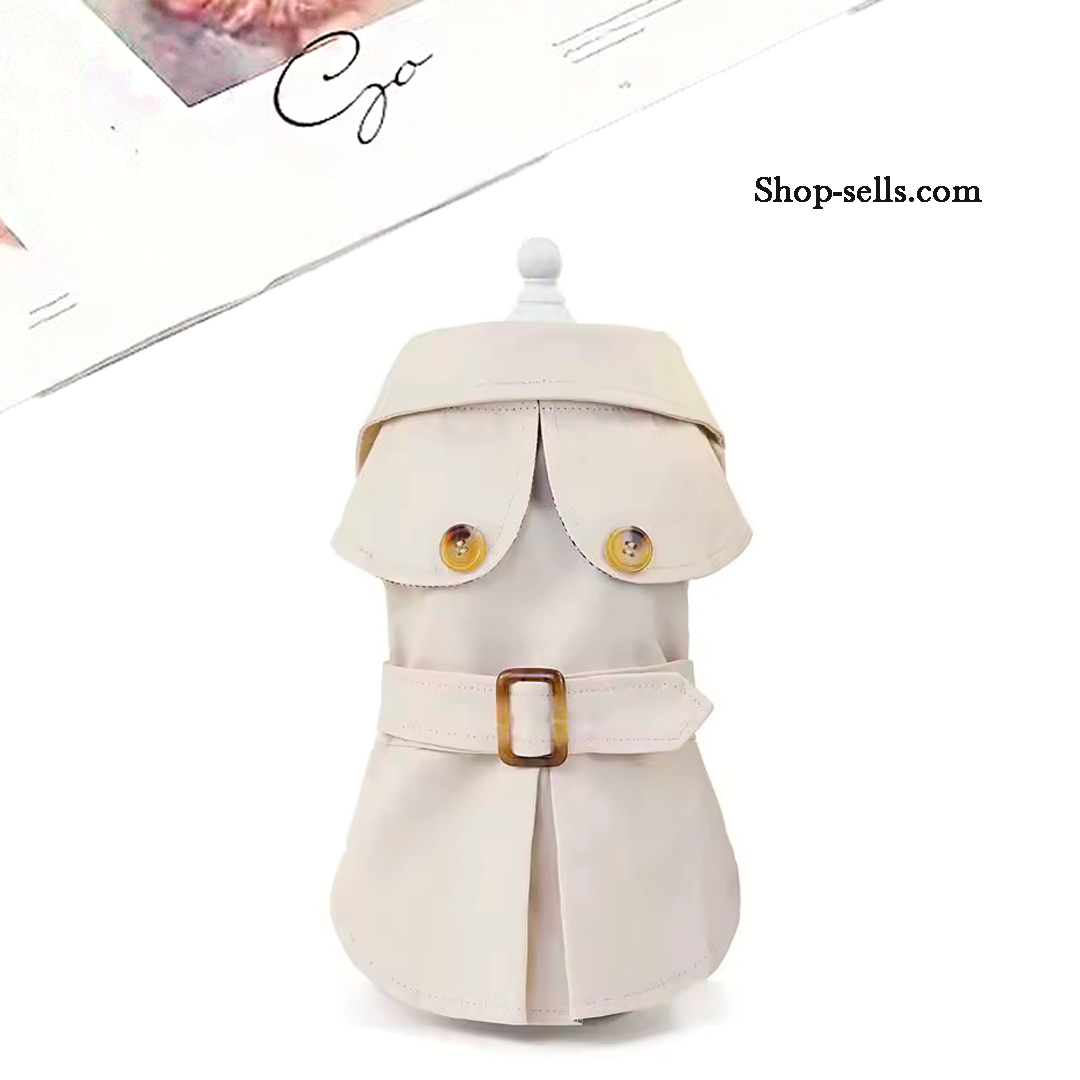 British-Style Dog Trench Coat —  Short Sleeve, Winter Dog Clothes for Small Dogs, Sizes S–XXL