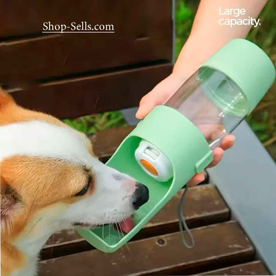 2-in-1 Dog Water Bottle with Food Container – Leakproof Travel Bowl for Walking & Hiking