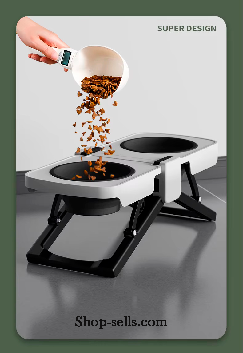 Portable Foldable Elevated Dog Bowls Stand with Dual Dishes — Compact Travel Pet Feeding Table