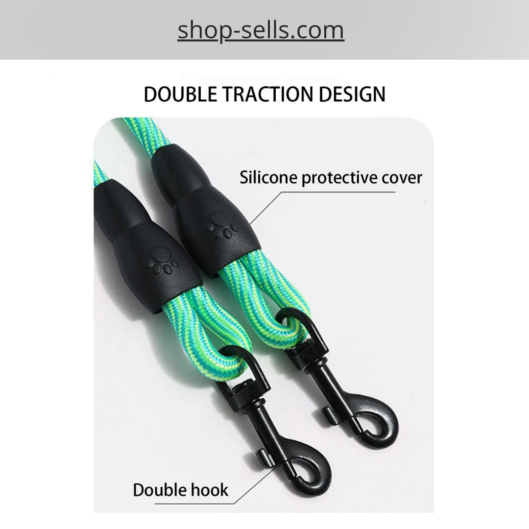 Double Dog Leash with 360° Swivel – Tangle-Free, Ergonomic Handle, Adjustable for All Dog Sizes