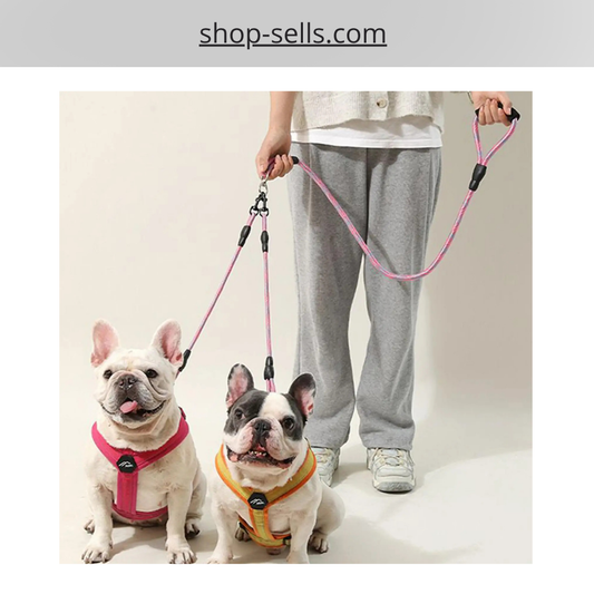 Double Dog Leash with 360° Swivel – Tangle-Free, Ergonomic Handle, Adjustable for All Dog Sizes
